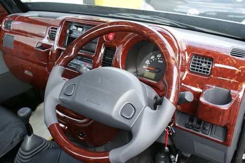 ハイゼットトラック S500P系 ガングリップスポーツタイプステアリング 黒ウッ